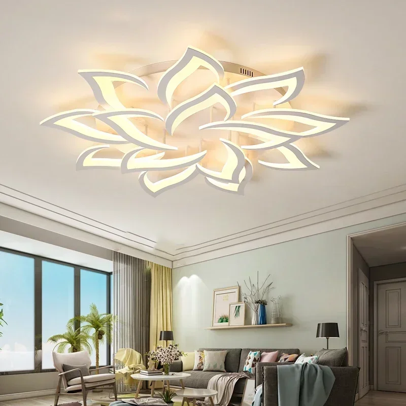 Interior Design Living Room And Kitchen - 디자이너 LED 꽃잎 샹들리에, 거실 침실