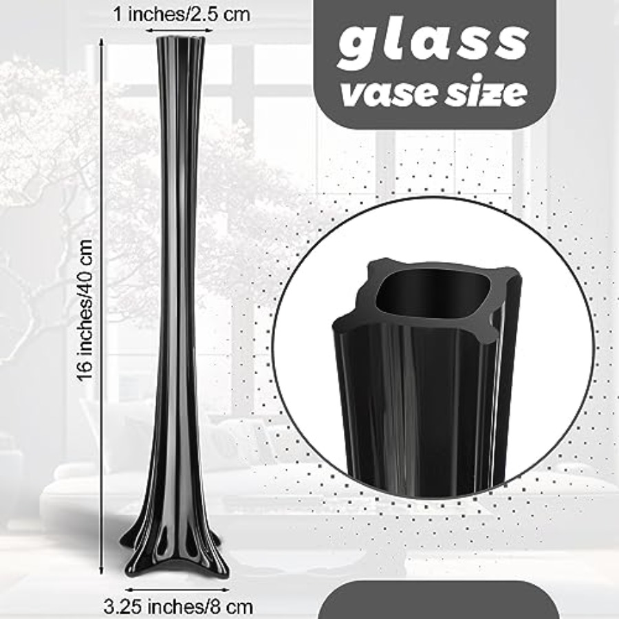 웨딩 센터피스 유리 블랙 키 큰 슬림 플루트 화병, 공 - Fluted Vase Tall 리뷰 및 가격
