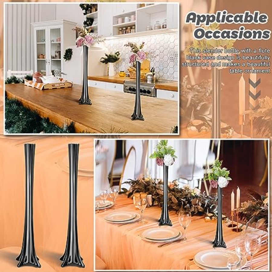 웨딩 센터피스 유리 블랙 키 큰 슬림 플루트 화병, 공 - Fluted Vase Tall 리뷰 및 가격